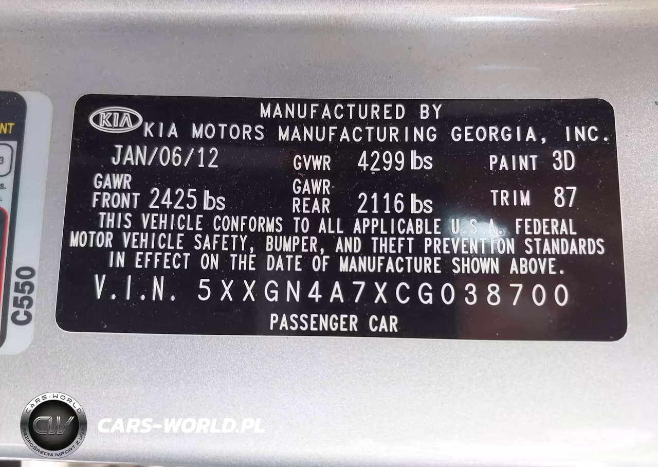 2012 Kia Optima Ex VIN:5XXGN4A7XCG038700 - 9