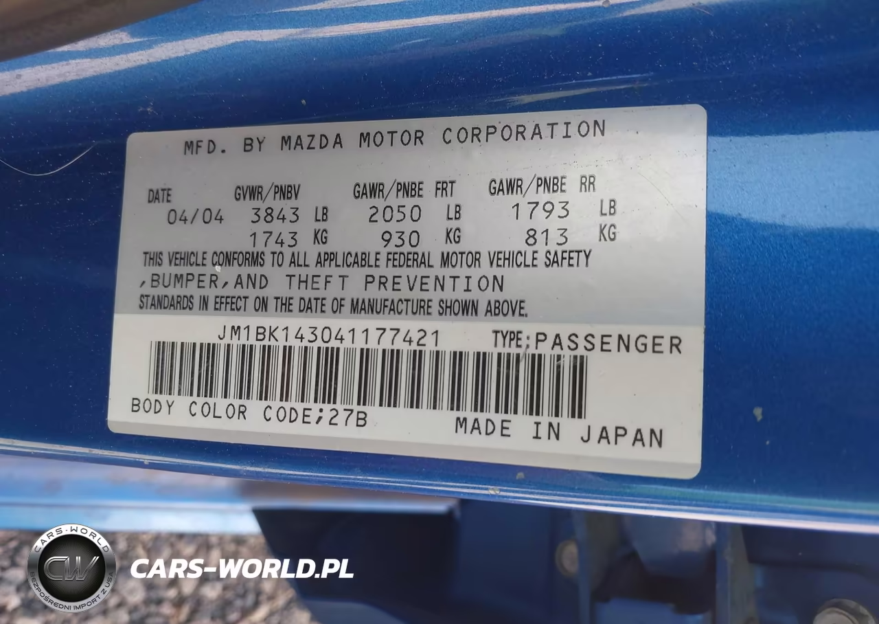 2004 Mazda Mazda3 S VIN:JM1BK143041177421 - 9
