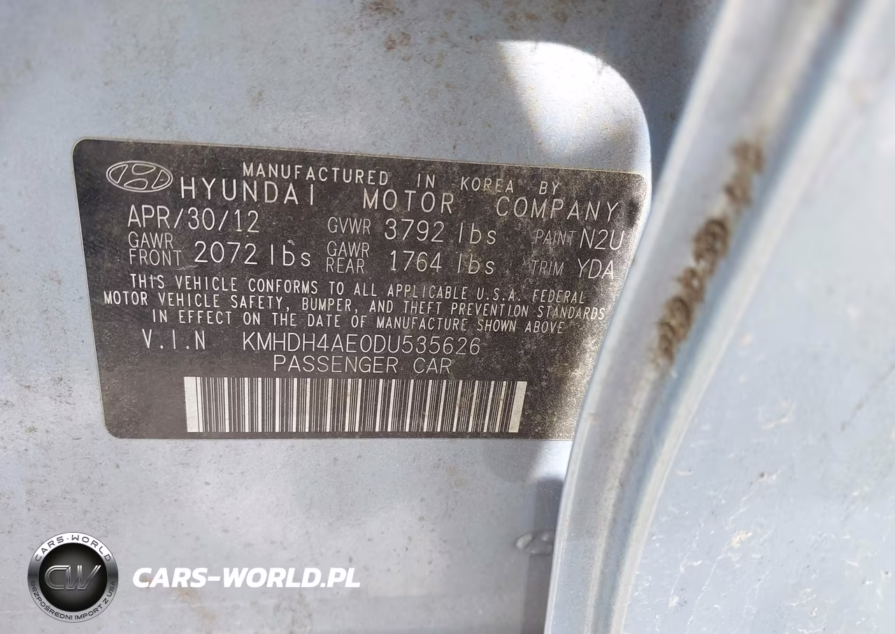 2013 Hyundai Elantra Gls VIN:KMHDH4AE0DU535626 - 9