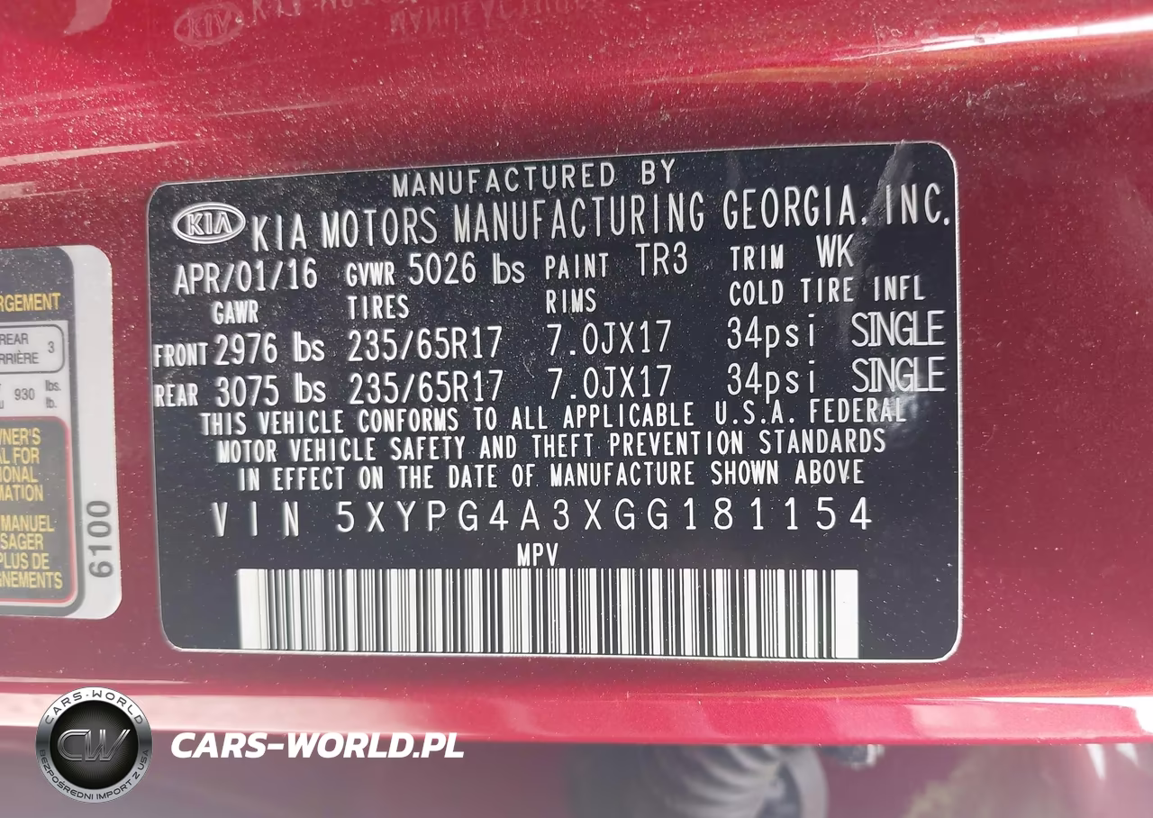 2016 Kia Sorento 2.4L Lx VIN:5XYPG4A3XGG181154 - 9