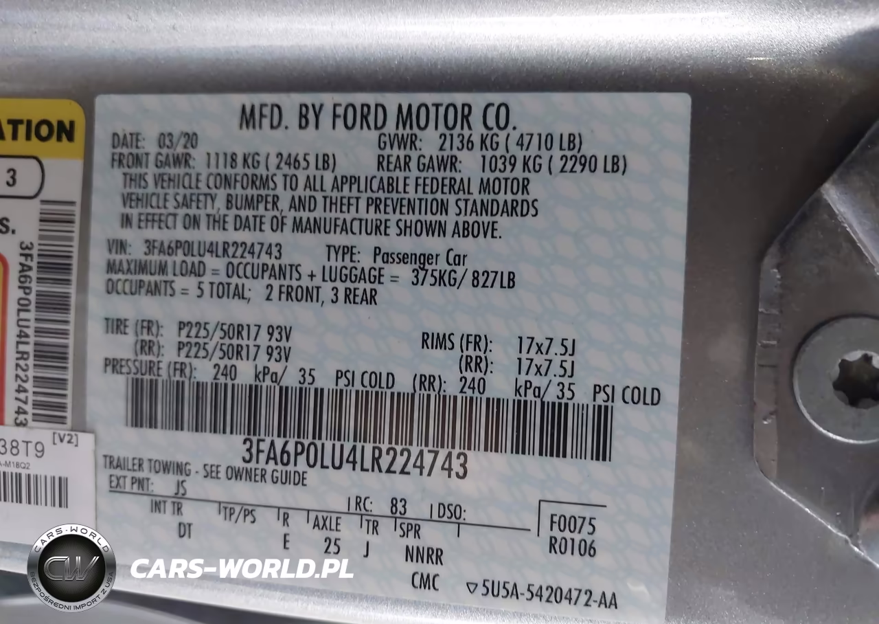 2020 Ford Fusion Hybrid Se VIN:3FA6P0LU4LR224743 - 9