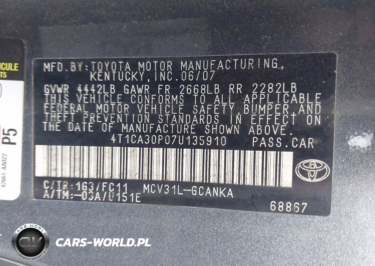2007 Toyota Camry Solara Sport V6 VIN:4T1CA30P07U135910 - 9