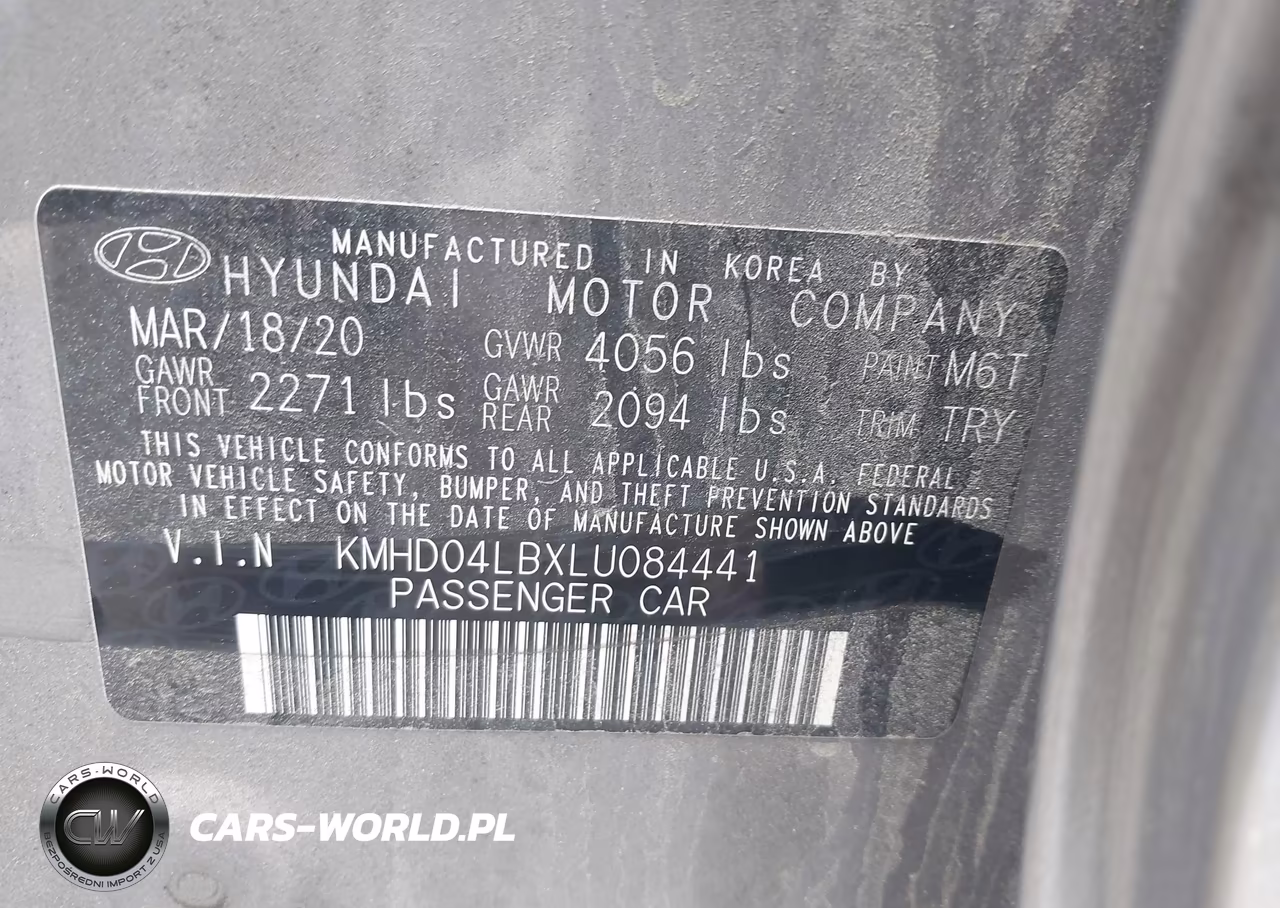 2020 Hyundai Elantra Sport VIN:KMHD04LBXLU084441 - 9