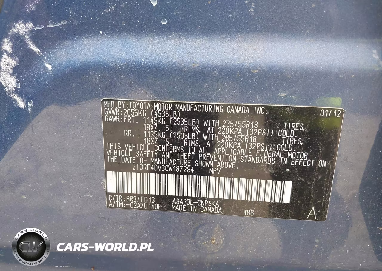 2012 Toyota Rav4 Sport VIN:2T3RF4DV3CW187284 - 9