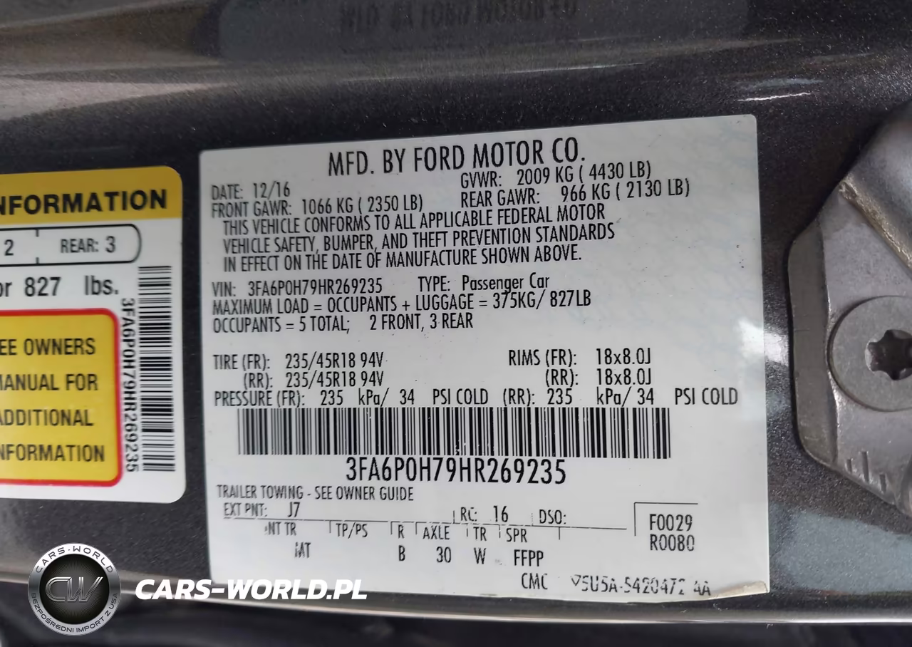 2017 Ford Fusion Se VIN:3FA6P0H79HR269235 - 9
