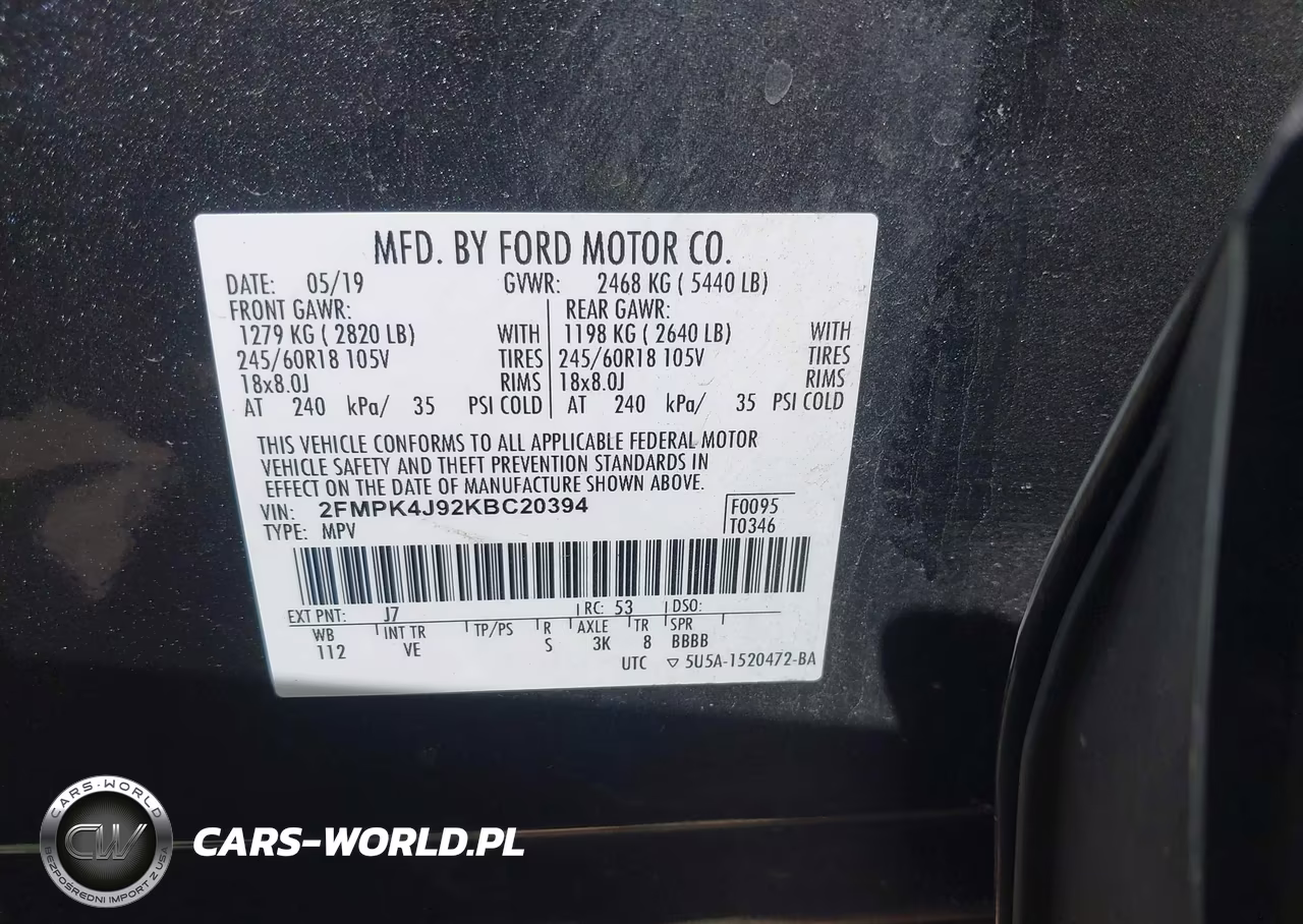 2019 Ford Edge Sel VIN:2FMPK4J92KBC20394 - 9