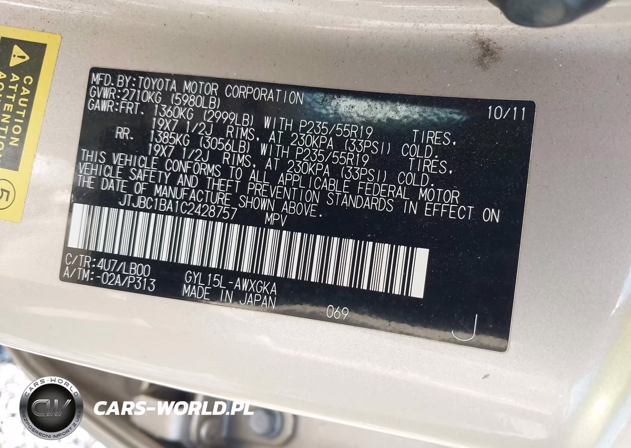 2012 Lexus Rx 450H VIN:JTJBC1BA1C2428757 - 9