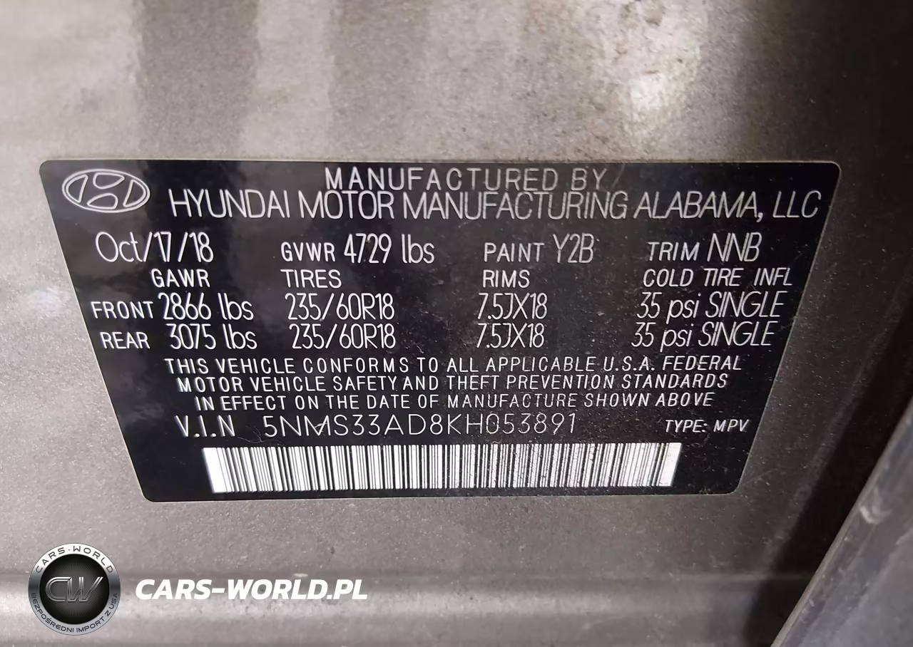 2019 Hyundai Santa Fe Sel Plus VIN:5NMS33AD8KH053891 - 9