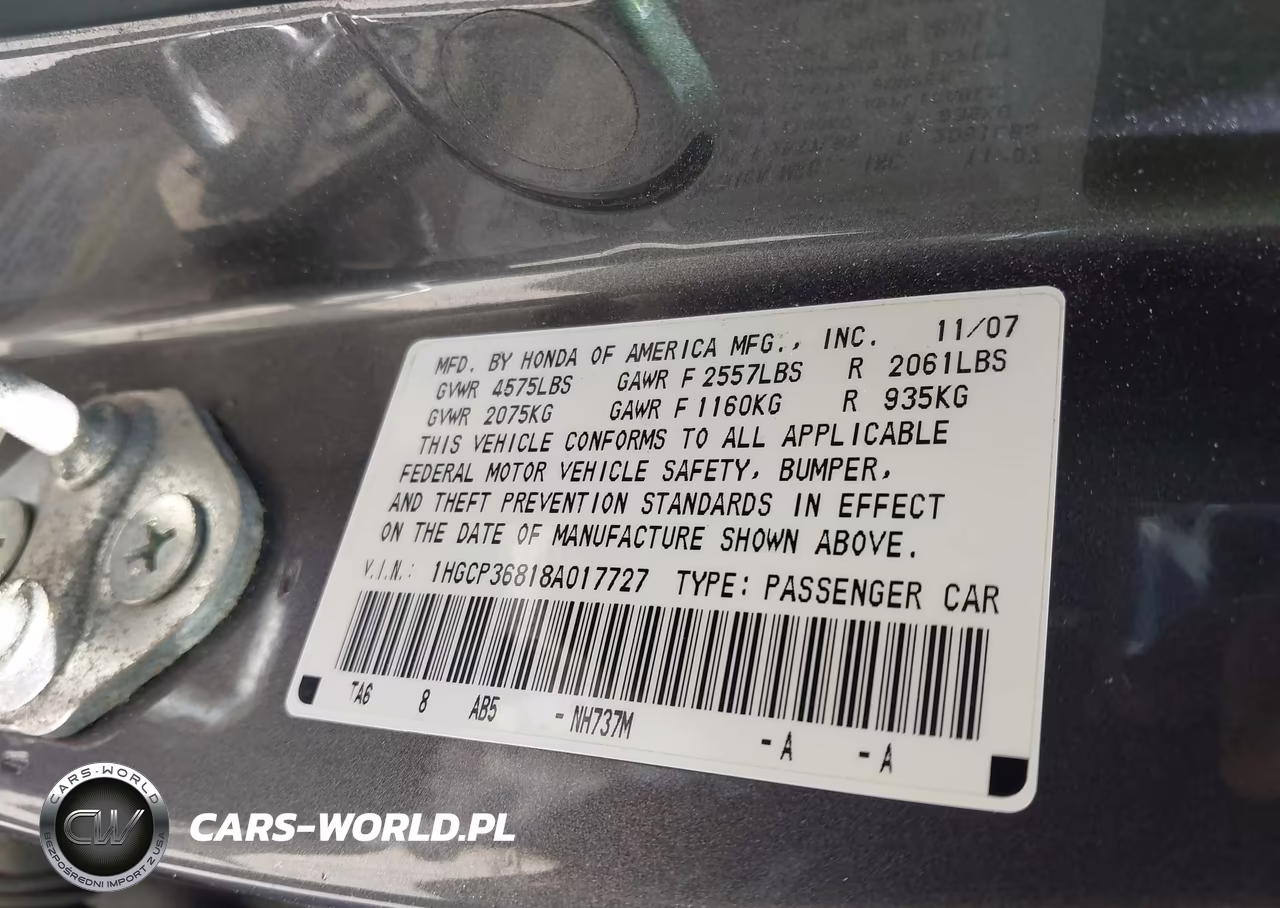 2008 Honda Accord 3.5 Ex-L VIN:1HGCP36818A017727 - 9