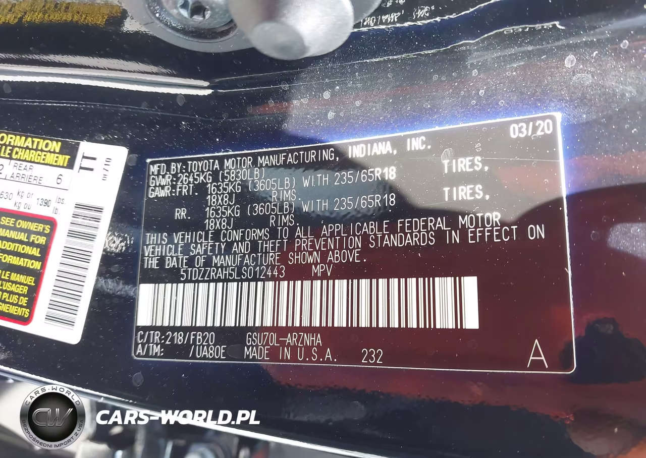 2020 Toyota Highlander Le VIN:5TDZZRAH5LS012443 - 9