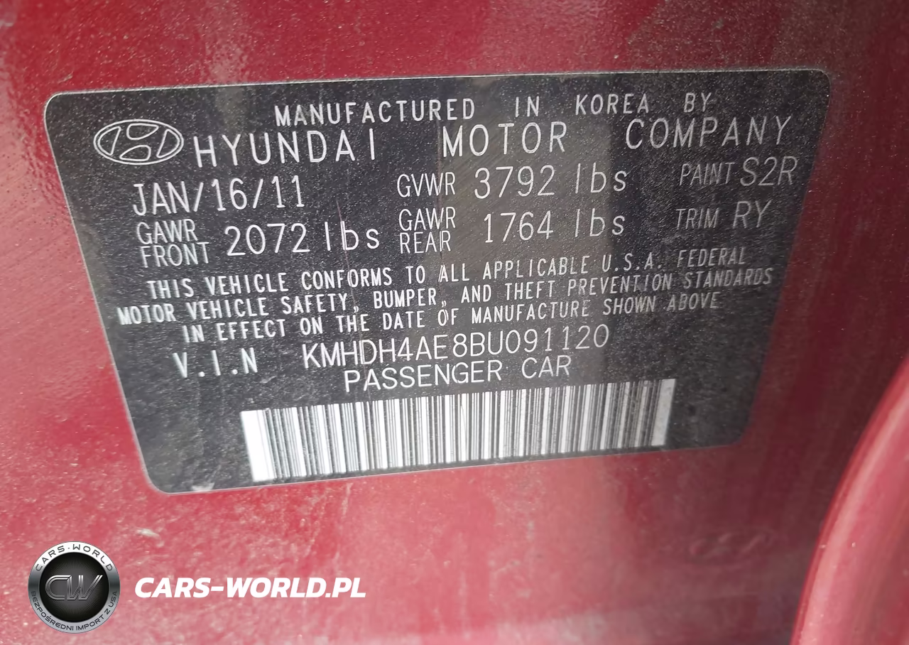 2011 Hyundai Elantra Limited (Ulsan Plant) VIN:KMHDH4AE8BU091120 - 9