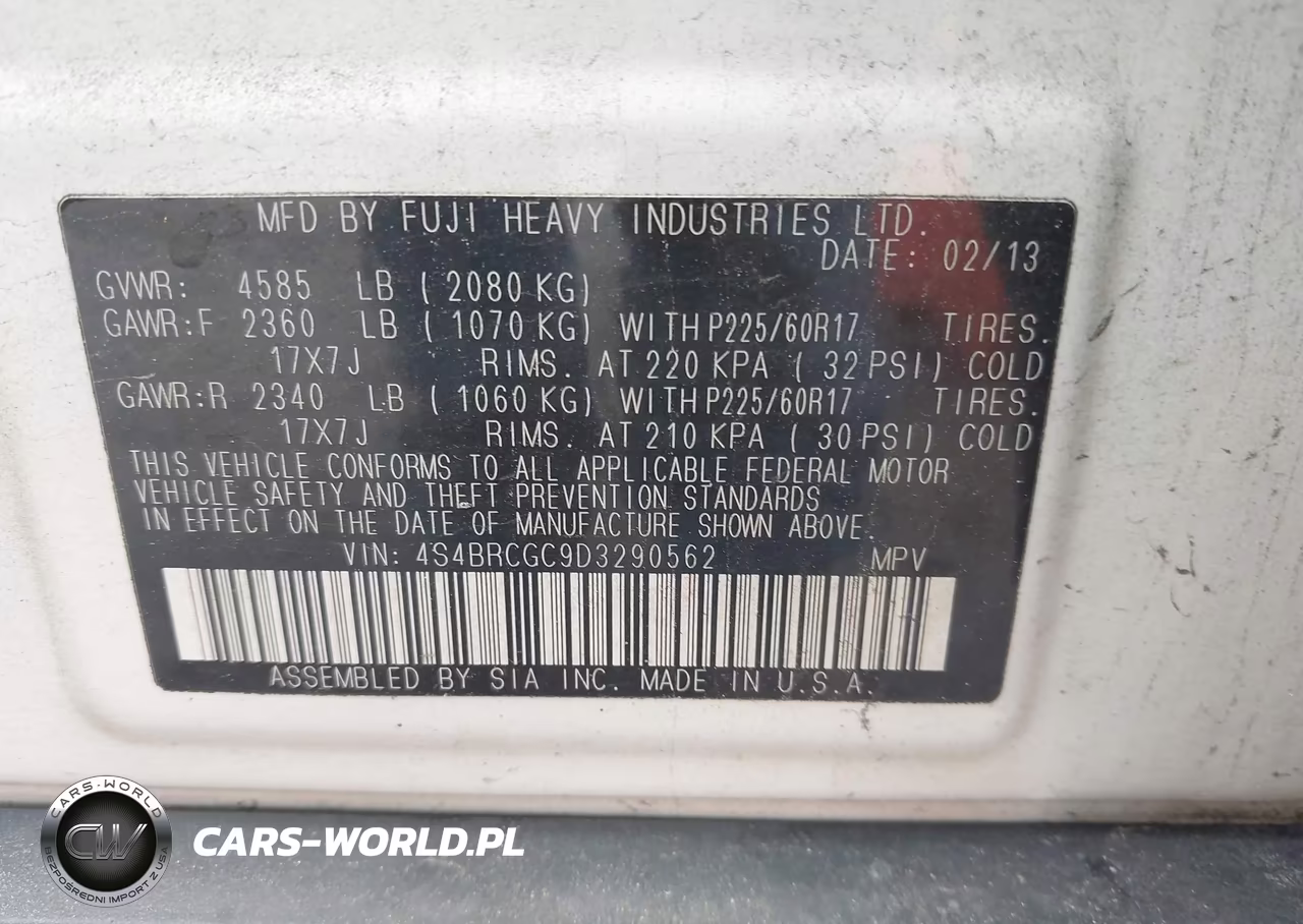 2013 Subaru Outback 2.5I Premium VIN:4S4BRCGC9D3290562 - 9