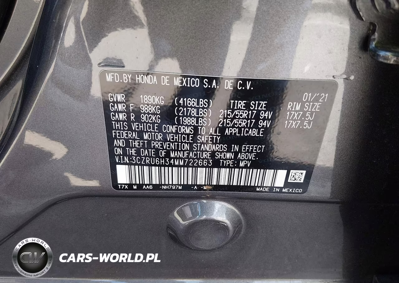 2021 Honda Hr-V Awd Lx VIN:3CZRU6H34MM722663 - 9