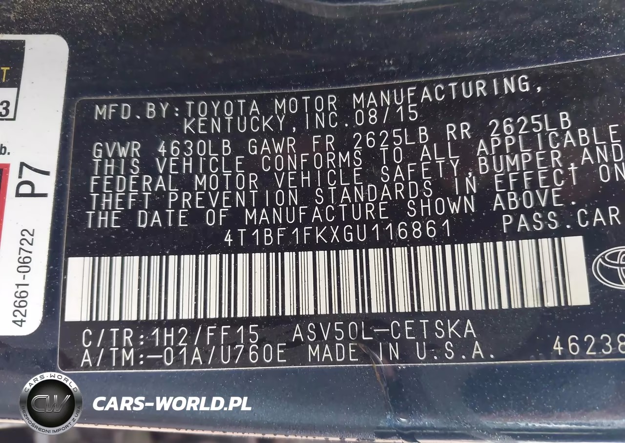 2016 Toyota Camry Se VIN:4T1BF1FKXGU116861 - 9