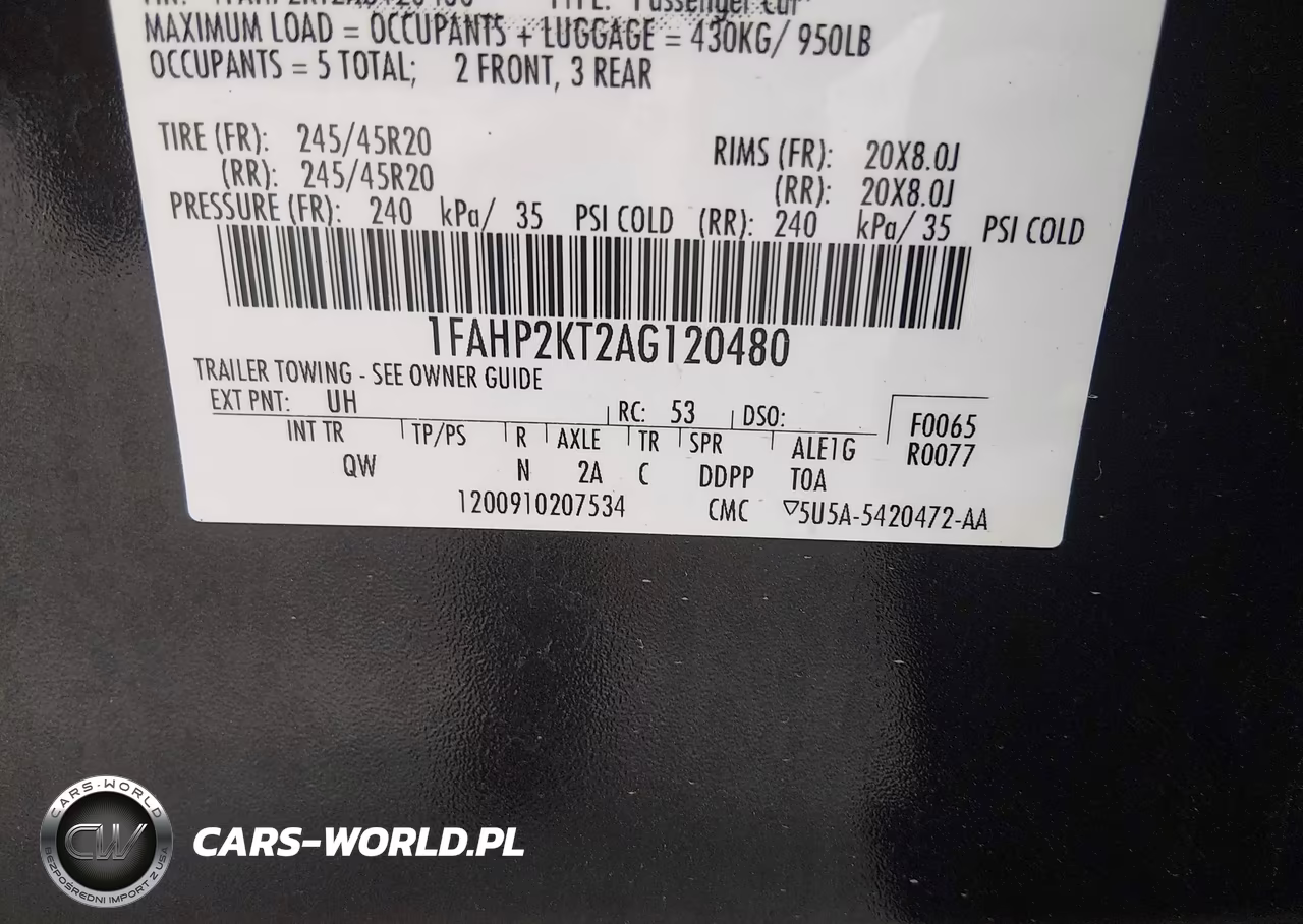 2010 Ford Taurus Sho VIN:1FAHP2KT2AG120480 - 9