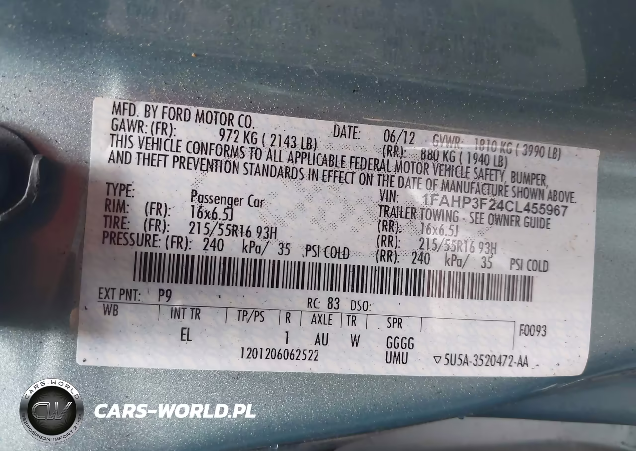 2012 Ford Focus Se VIN:1FAHP3F24CL455967 - 9