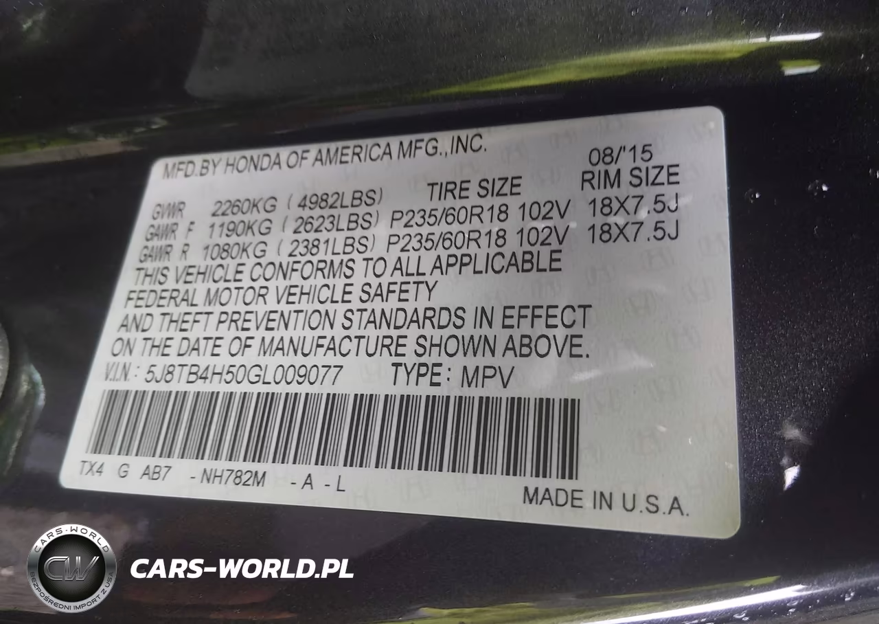 2016 Acura Rdx VIN:5J8TB4H50GL009077 - 9