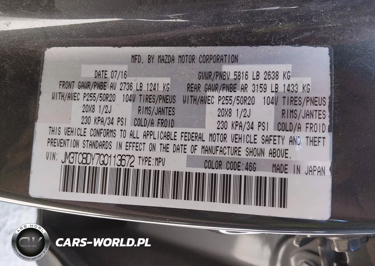 2016 Mazda Cx-9 Grand Touring VIN:JM3TCBDY7G0113672 - 9