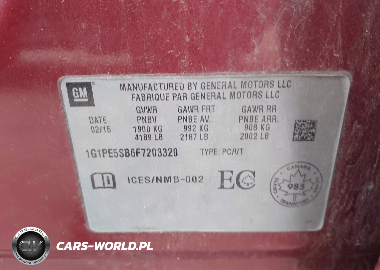 2015 Chevrolet Cruze Lt VIN:1G1PE5SB6F7203320 - 9