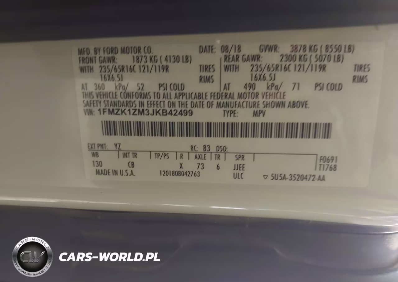 2018 Ford Transit-150 Xl VIN:1FMZK1ZM3JKB42499 - 9