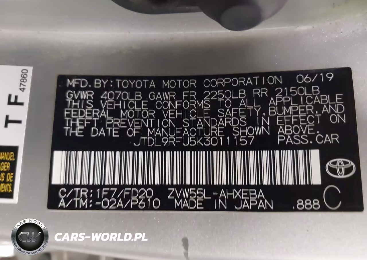 2019 Toyota Prius Le VIN:JTDL9RFU5K3011157 - 9