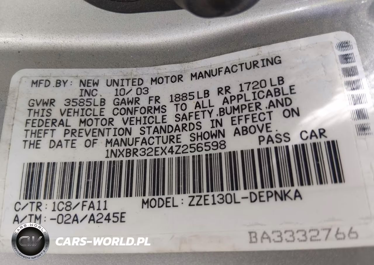 2004 Toyota Corolla Le VIN:1NXBR32EX4Z256598 - 9