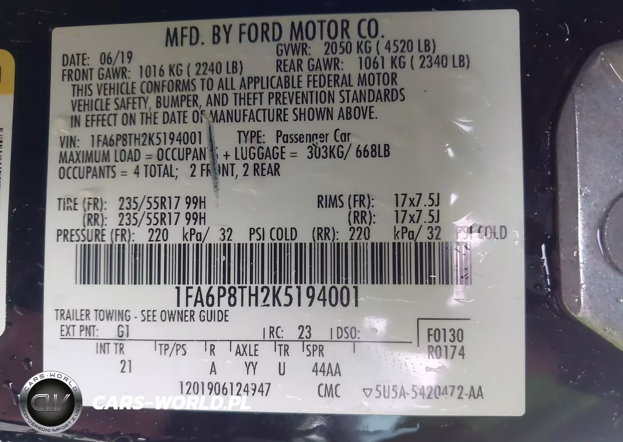 2019 Ford Mustang Ecoboost VIN:1FA6P8TH2K5194001 - 9