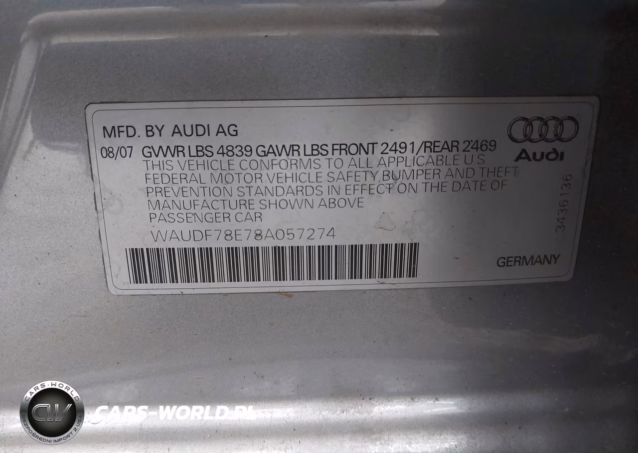 2008 Audi A4 2.0T VIN:WAUDF78E78A057274 - 9