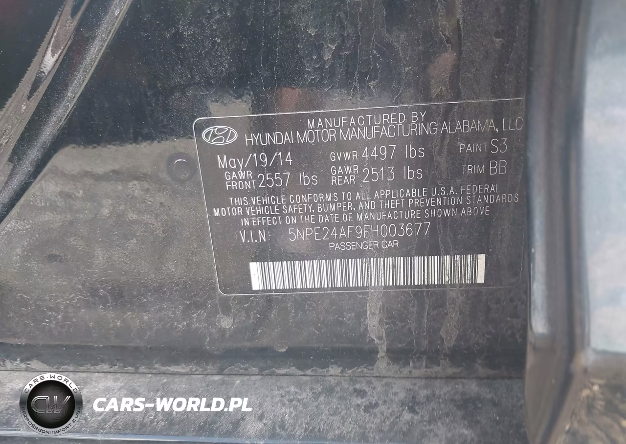 2015 Hyundai Sonata Se VIN:5NPE24AF9FH003677 - 9