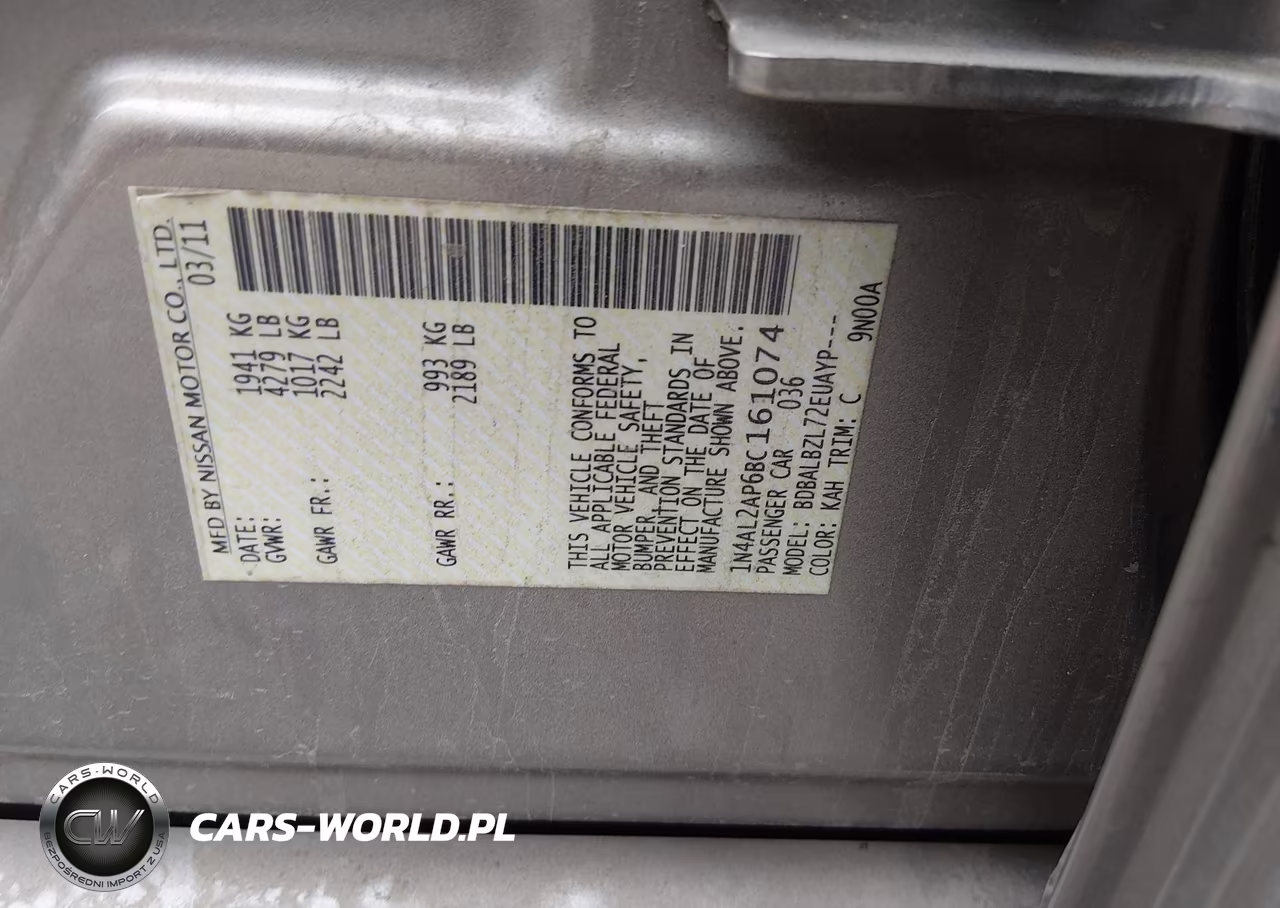 2011 Nissan Altima 2.5 S VIN:1N4AL2AP6BC161074 - 9