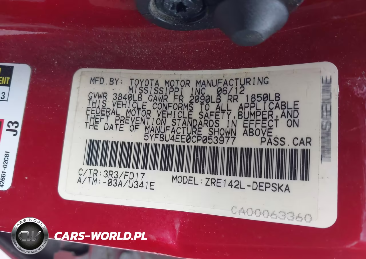 2012 Toyota Corolla S VIN:5YFBU4EE0CP053977 - 9