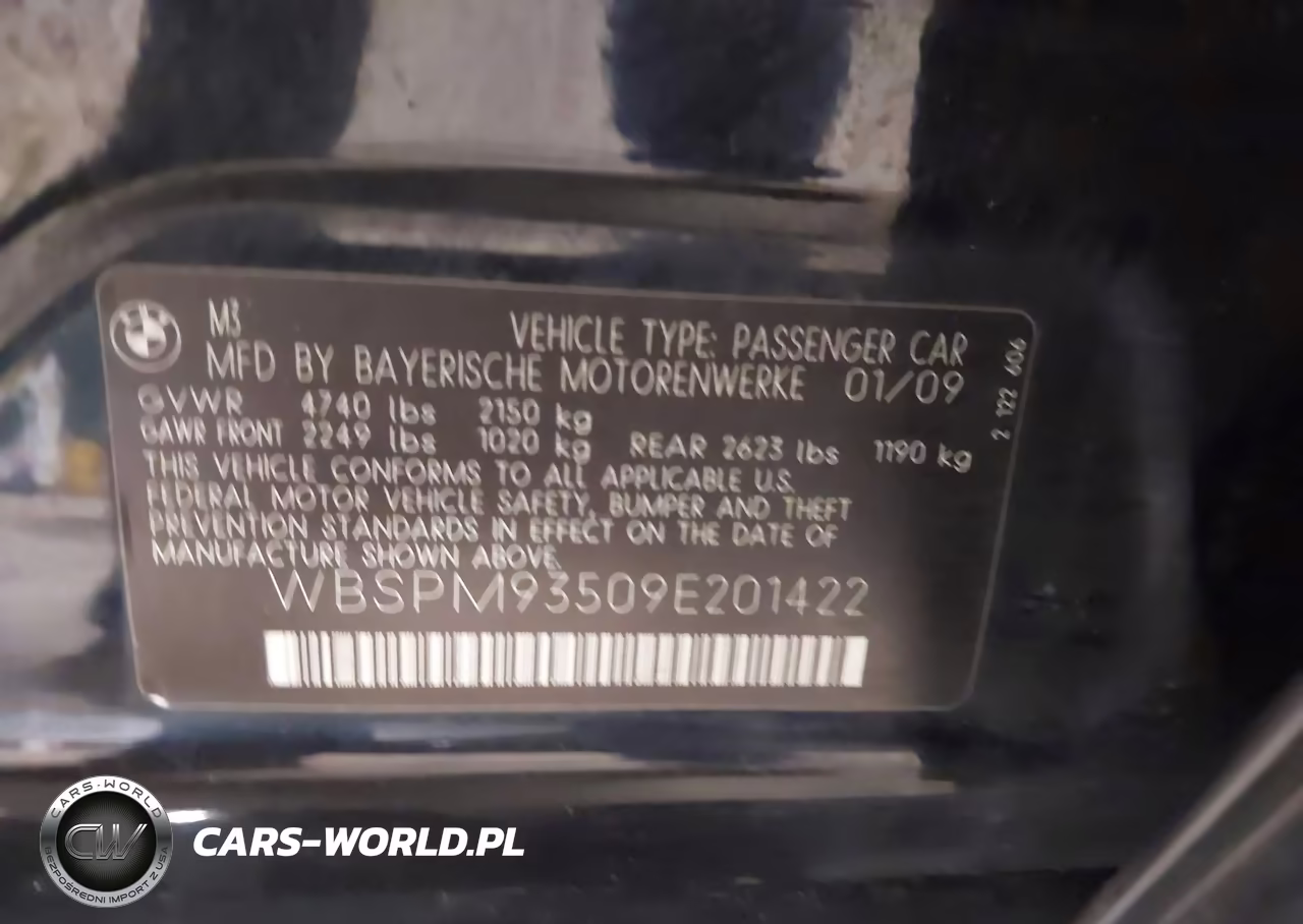2009 BMW M3 VIN:WBSPM93509E201422 - 9