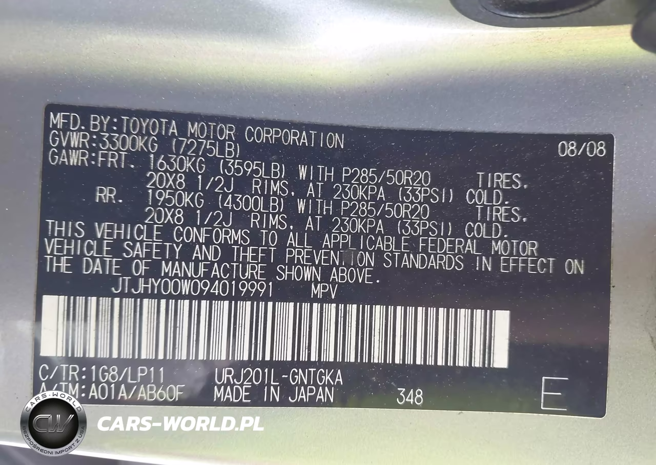 2009 Lexus Lx 570 VIN:JTJHY00W094019991 - 9