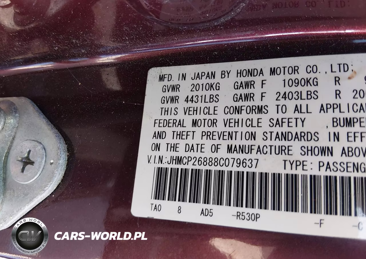 2008 Honda Accord 2.4 Ex-L VIN:JHMCP26888C079637 - 9