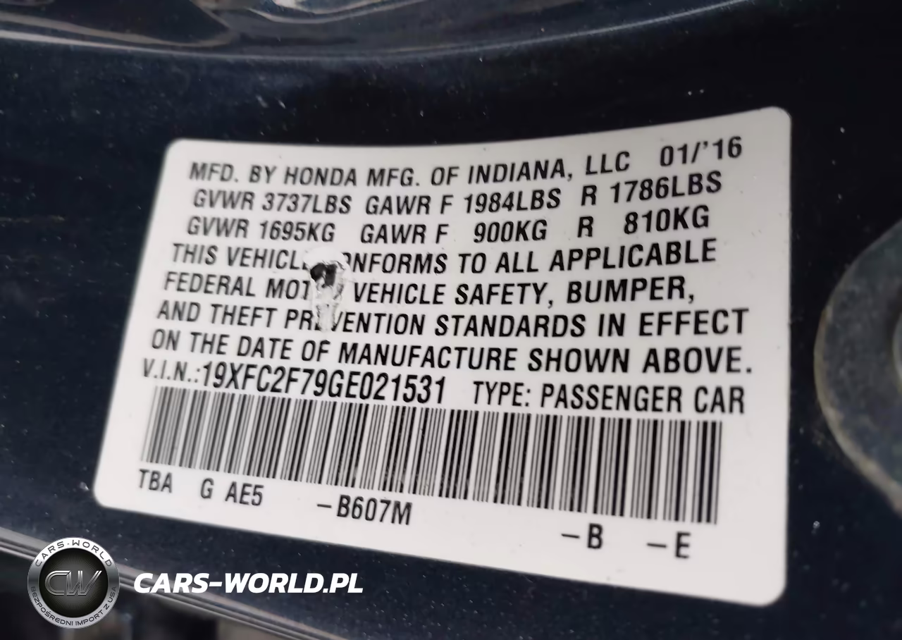 2016 Honda Civic Ex VIN:19XFC2F79GE021531 - 9