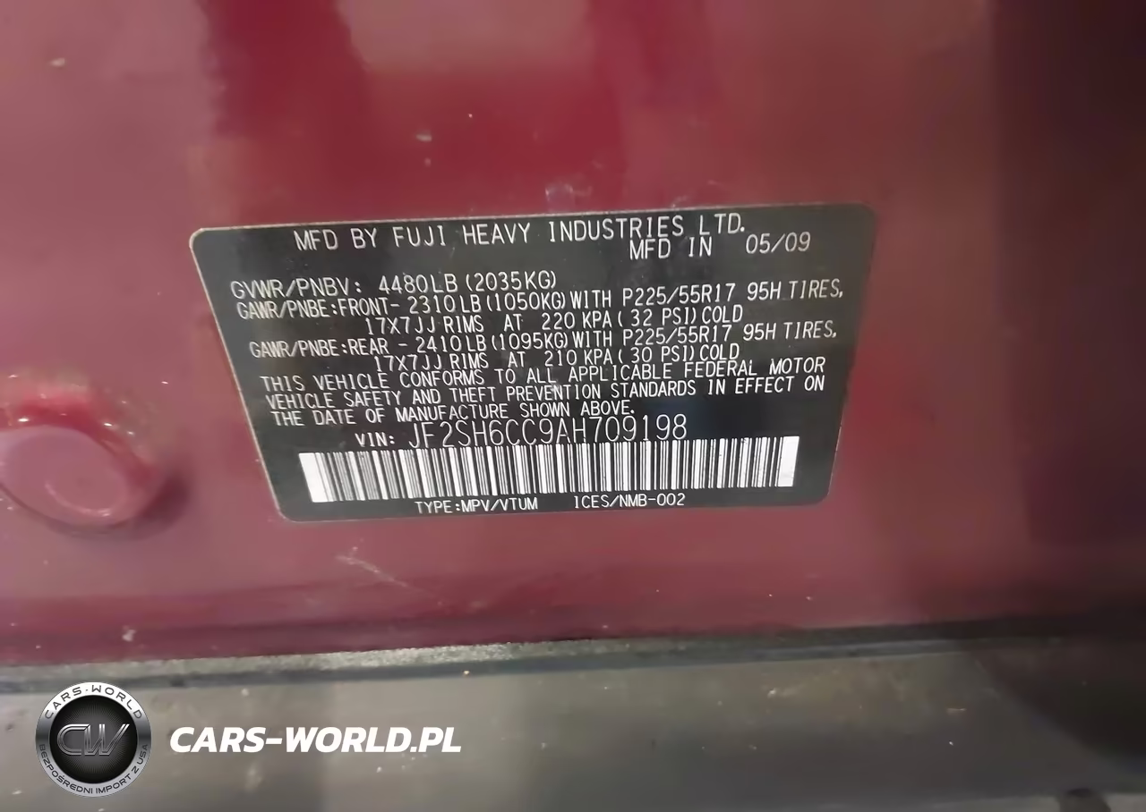 2010 Subaru Forester 2.5X Premium VIN:JF2SH6CC9AH709198 - 9