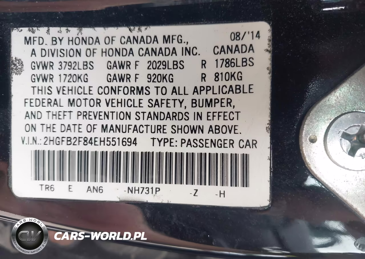 2014 Honda Civic Ex VIN:2HGFB2F84EH551694 - 9