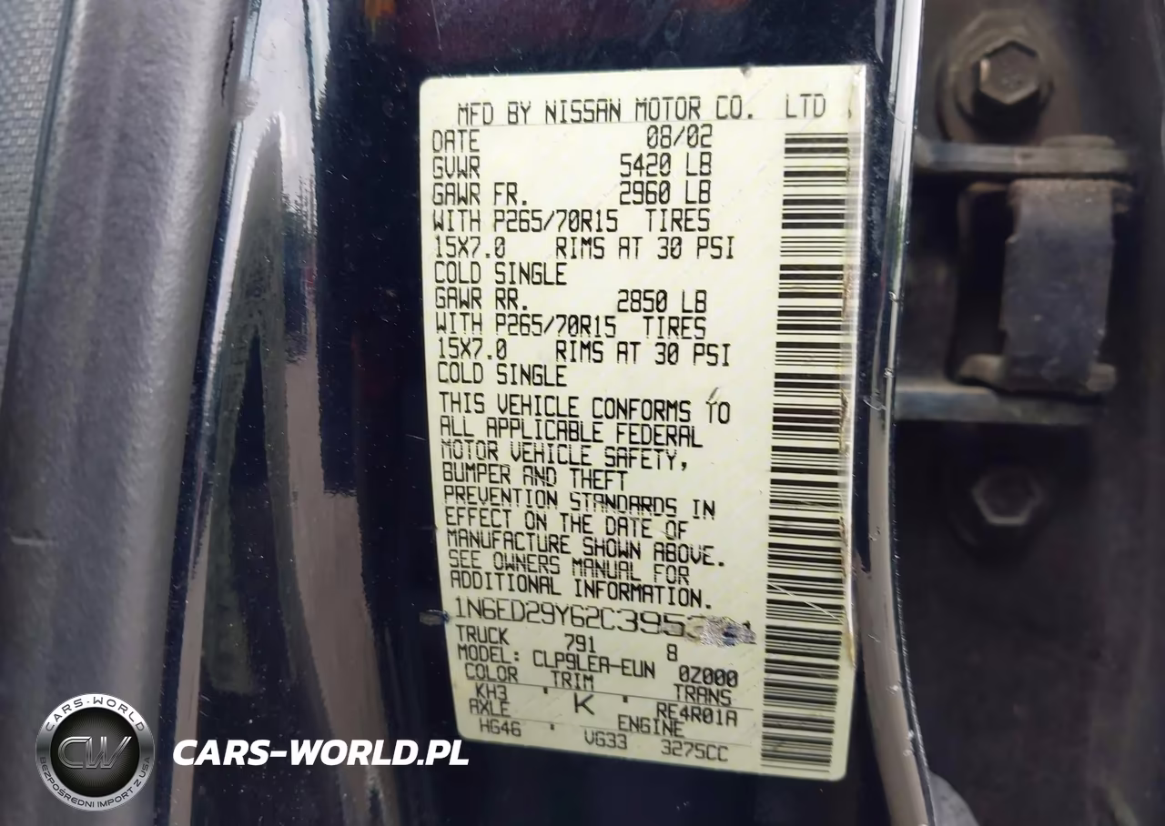 2002 Nissan Frontier Xe-V6 VIN:1N6ED29Y62C395301 - 9