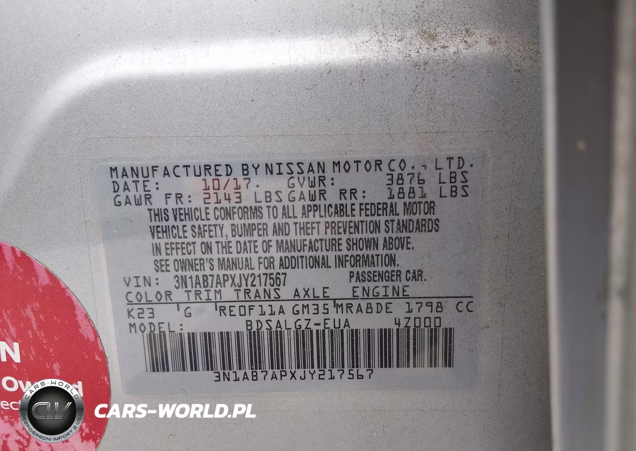 2018 Nissan Sentra Sl VIN:3N1AB7APXJY217567 - 9