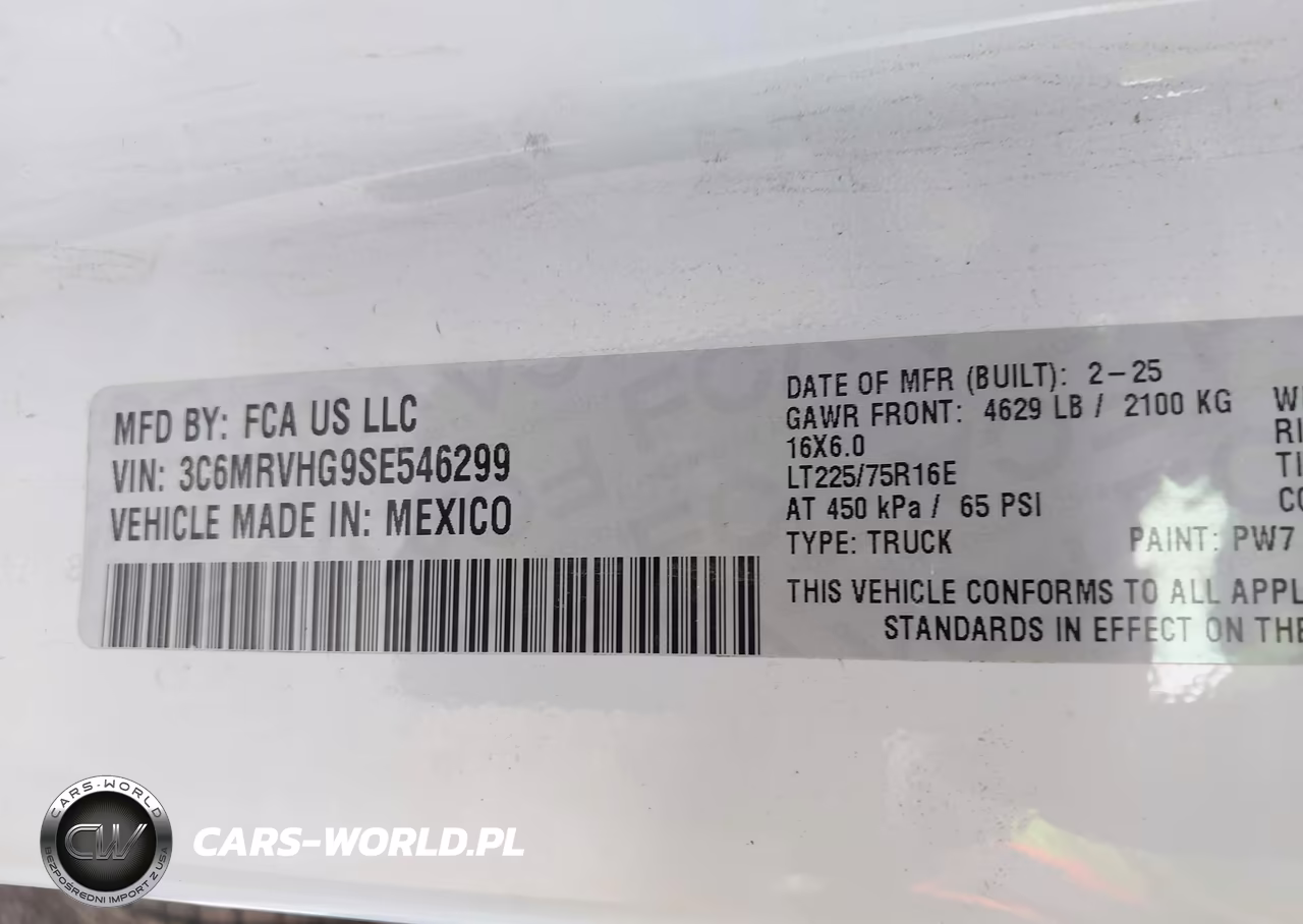 2025 Ram Promaster 3500 Tradesman High Roof 159 Wb W-Pass Seat VIN:3C6MRVHG9SE546299 - 9