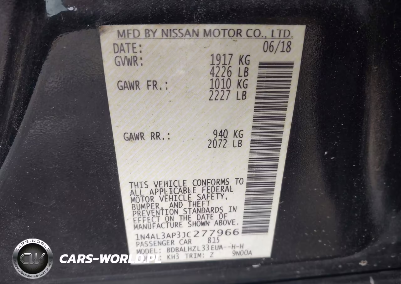 2018 Nissan Altima 2.5 Sr VIN:1N4AL3AP3JC277966 - 9