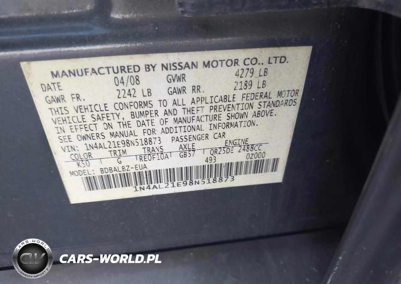2008 Nissan Altima 2.5 S VIN:1N4AL21E98N518873 - 9