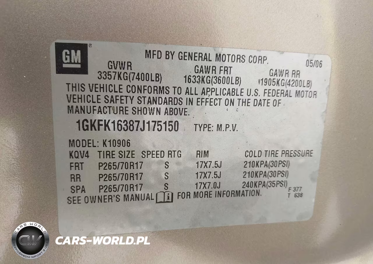 2007 GMC YUKON XL K1500 VIN:1GKFK16387J175150 - 9