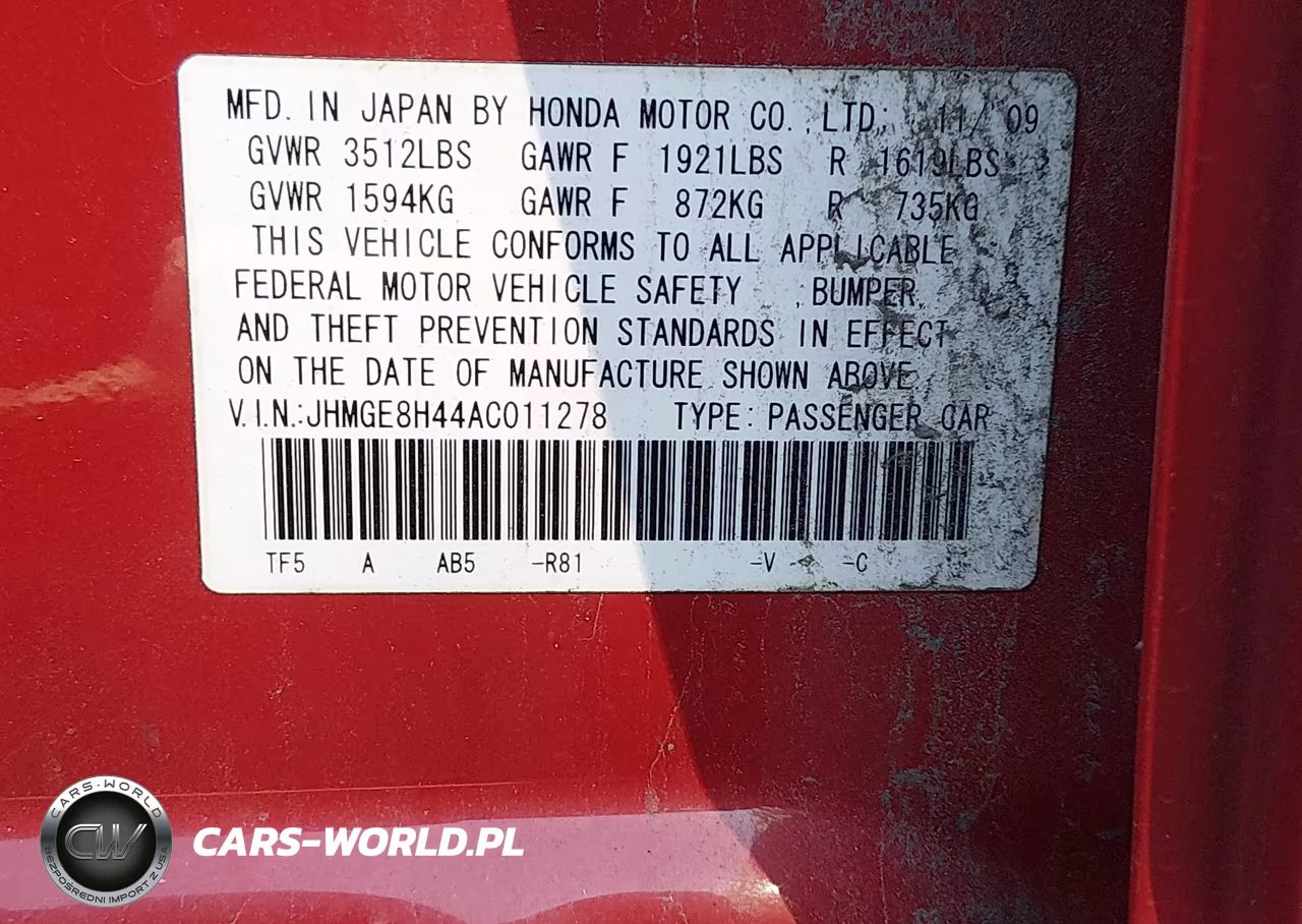 2010 Honda Fit Sport VIN:JHMGE8H44AC011278 - 9