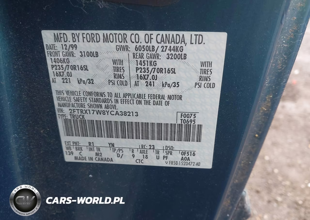 2000 Ford F-150 Lariat-Work Series-Xl-Xlt VIN:2FTRX17W8YCA38213 - 9