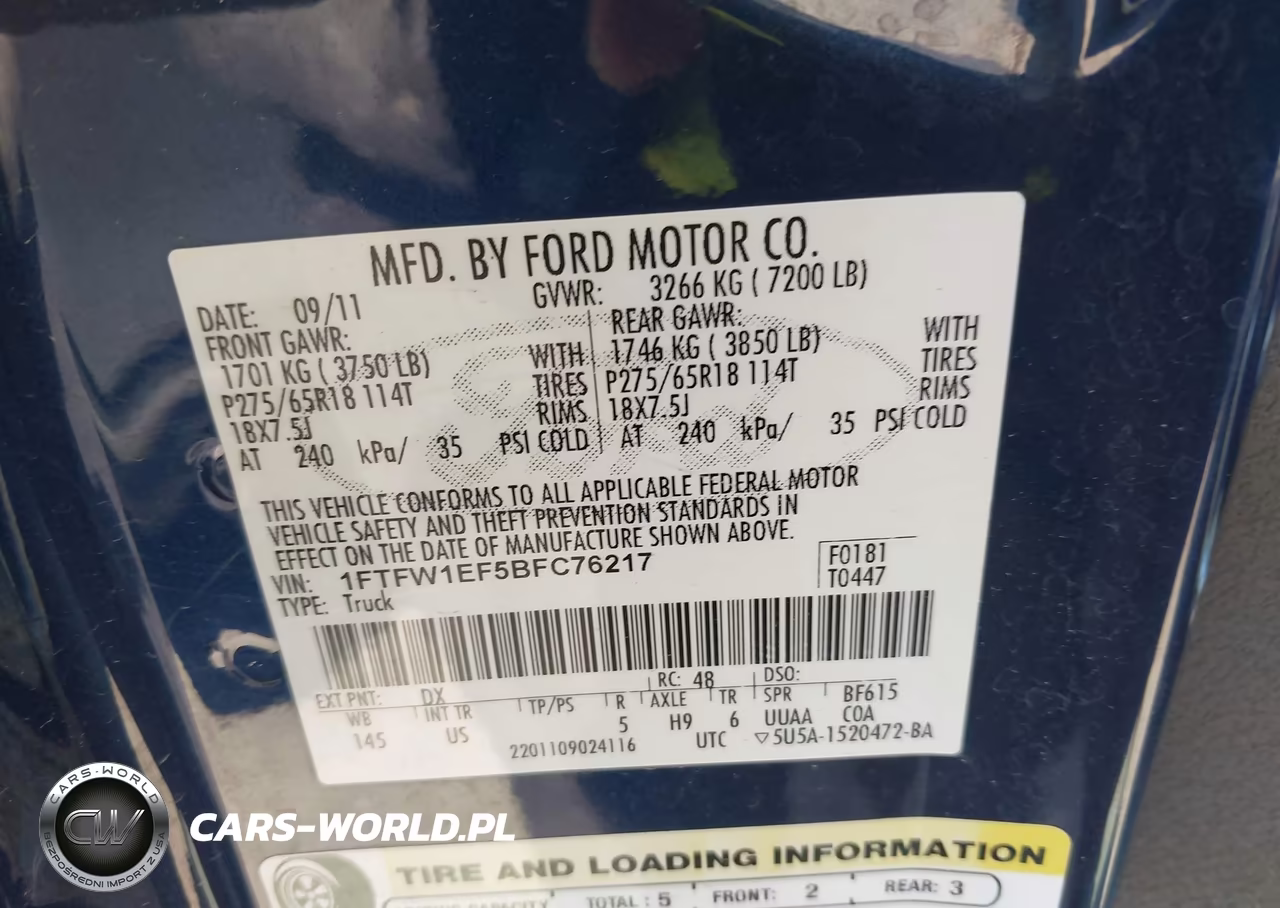 2011 Ford F-150 Xlt VIN:1FTFW1EF5BFC76217 - 9