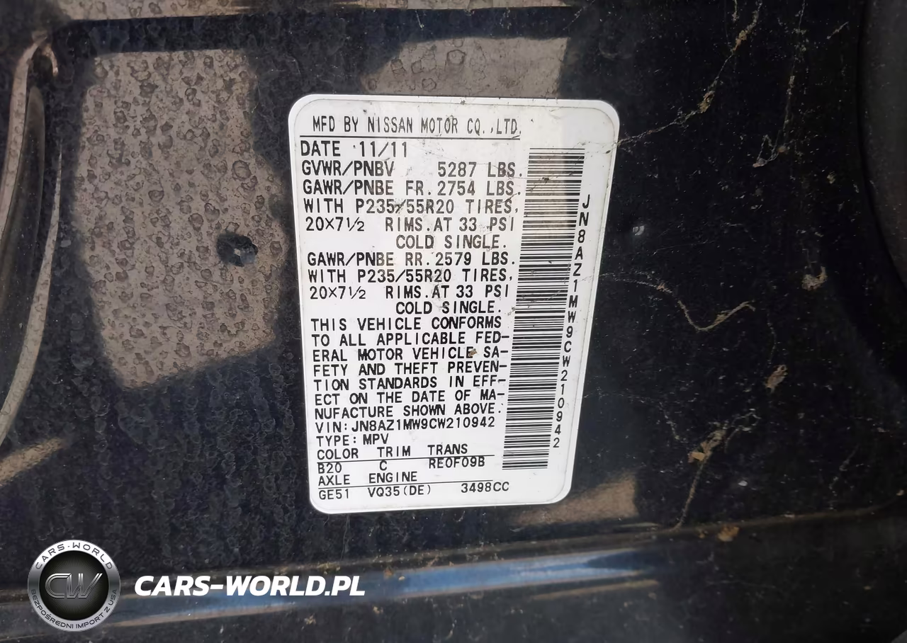 2012 Nissan Murano S-Sl-Le VIN:JN8AZ1MW9CW210942 - 9