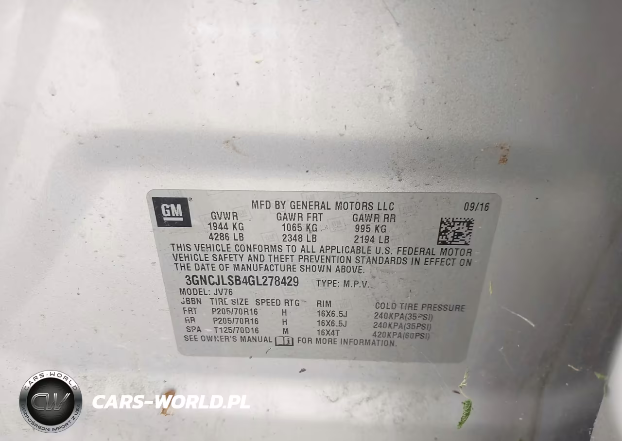 2016 Chevrolet Trax Lt VIN:3GNCJLSB4GL278429 - 9