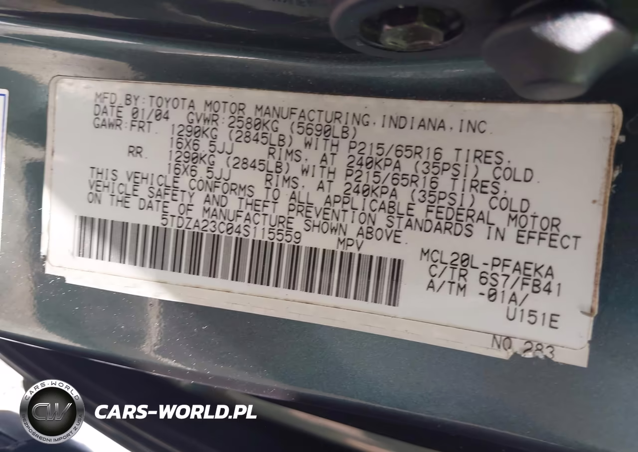 2004 Toyota Sienna Le VIN:5TDZA23C04S115559 - 9