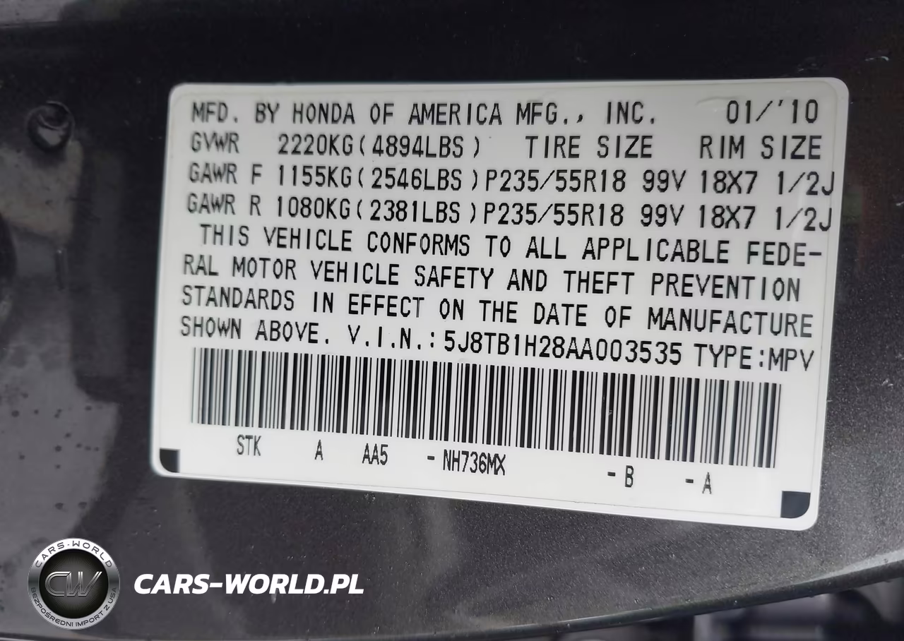 2010 Acura Rdx VIN:5J8TB1H28AA003535 - 9